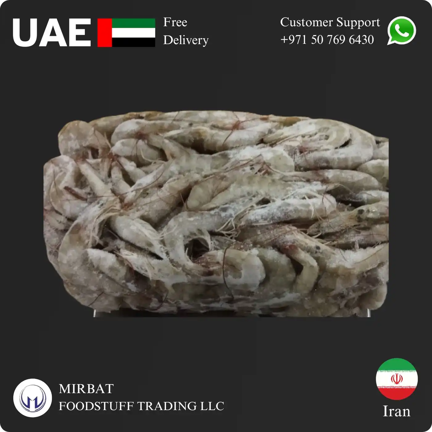 Foodstuff Supplier Iranian Shrimps 50/60 Size net weight 12 kg box suppliers in Abu Dhabi