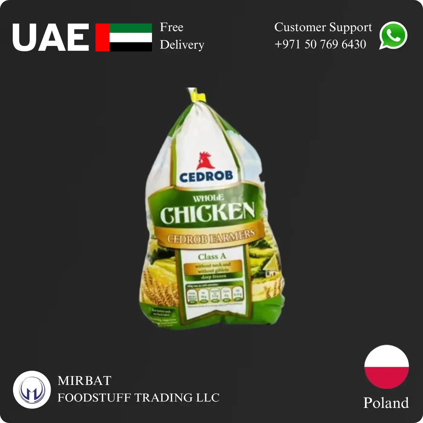 Foodstuff Supplier CEDROB Chicken whole 900 gram Supplier in UAE