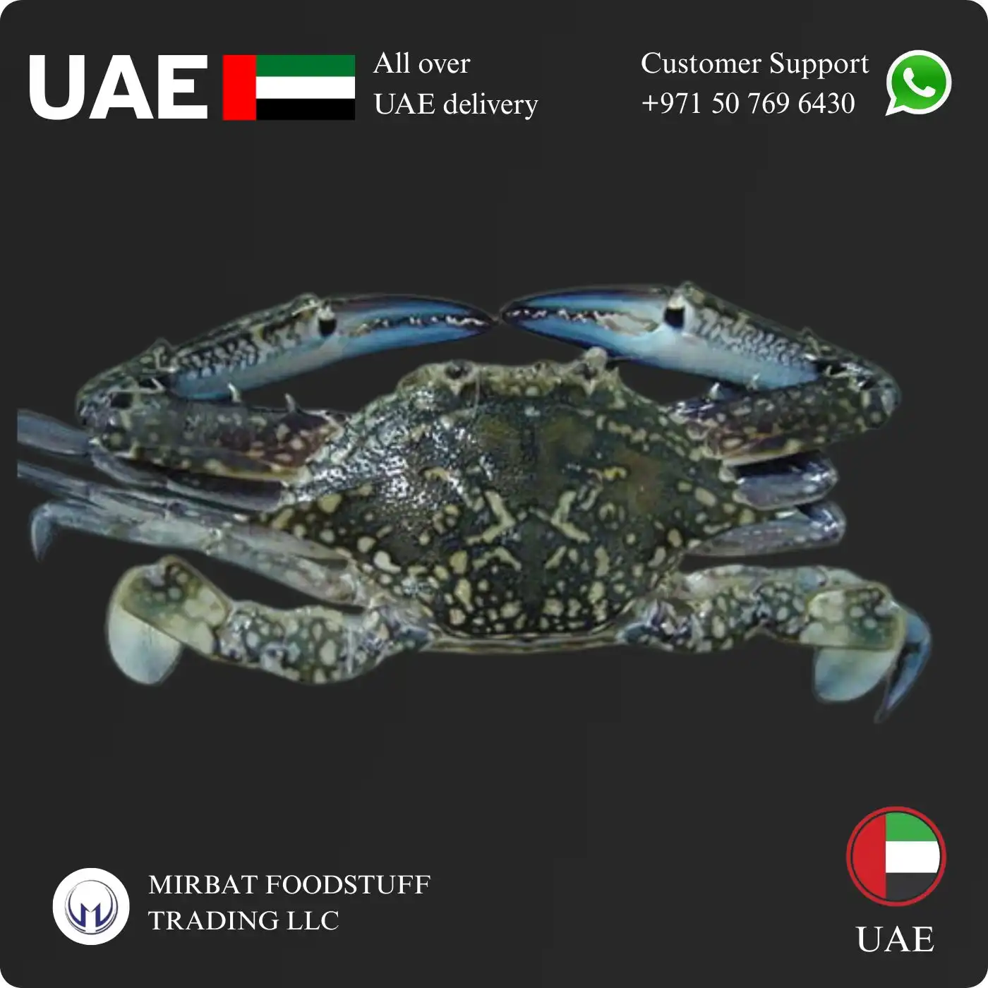 Foodstuff Supplier Frozen whole crab 150/200 size Glazed price in UAE