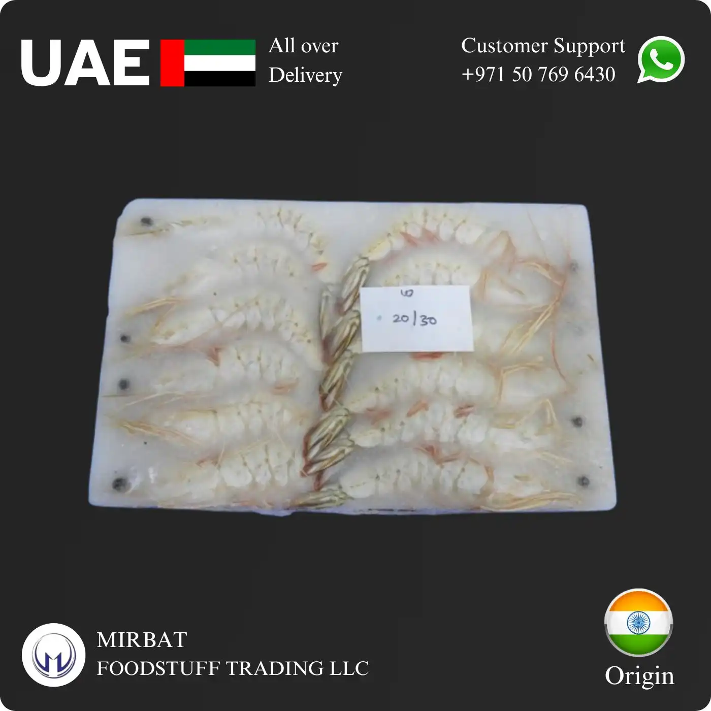 Foodstuff Supplier Shrimps 20/30 Sea White Indian origin suppliers in UAE